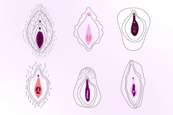 Illustrations of different hymen shapes and types.